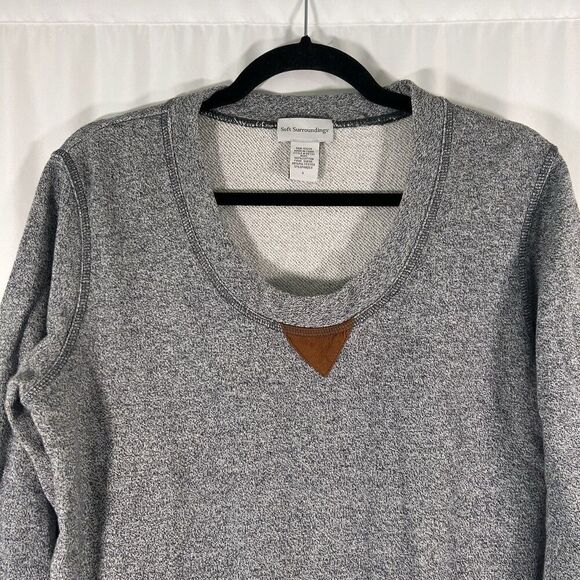 Soft Surroundings Sweater Women's Small Grey 3/4 Sleeve Crew Neck 100% Cotton - Picture 2 of 6